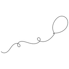 Obraz premium Balloon single line art, continuous one line drawing of Isolated outline vector icon 