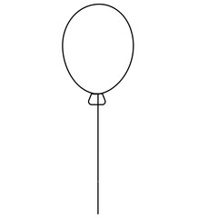 Balloon single line art, continuous one line drawing of  Isolated outline vector icon 