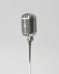 Fototapeta premium Vintage metal microphone on white background, cut-out, PNG, clipping path