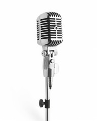 Fototapeta premium Vintage metal microphone on white background, cut-out, PNG, clipping path