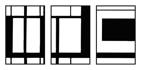 Set of 3 Abstract black and white pattern. For use in graphics. Minimalist illustration for printing on wall decorations