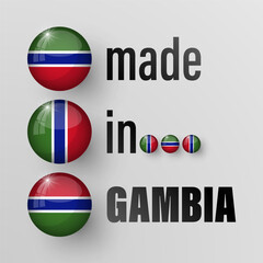 Made in Gambia graphic and label. Element of impact for the use you want to make of it.