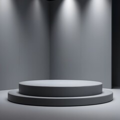 Fototapeta premium Gray podium and Gray background for product presentation. AI Generated