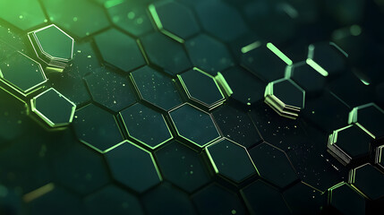 Obraz premium Abstract dark green technology hexagonal background