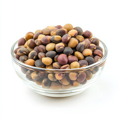 Fresh, colorful beans in clear glass bowl showcase variety of hues and textures, perfect for culinary use or decorative purposes. Their vibrant appearance adds lively touch to any kitchen