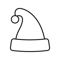 christmas hat line icon with white background vector stock illustration