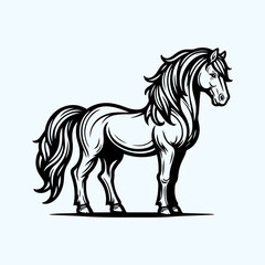 Obraz premium Horse animal Line Art Silhouette Vector Illustration