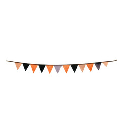 Obraz premium Halloween pennant banner in orange, black, and purple colors. Watercolor sticker isolated on transparent background.