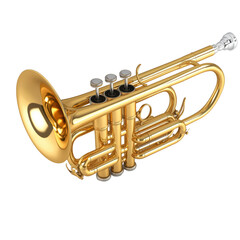 Fototapeta premium High-quality image of a shiny brass trumpet, perfect for musical and instrumental design projects, educational resources, and promotional materials.