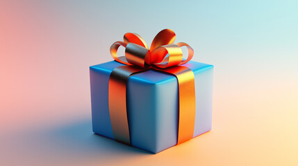 Fototapeta premium Colorful 3D Gift Icon on White Background 
