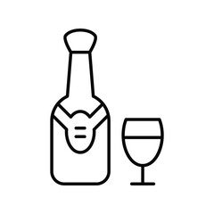 champagne line icon with white background vector stock illustration
