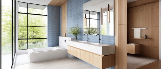 Fototapeta premium Modern Minimalist Bathroom Design with Natural Light