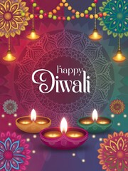 Colorful Diwali Celebration with Festive Lanterns and Lights