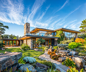 Beautiful modern exterior of an expensive house