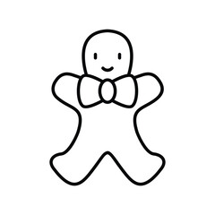 gingerbread man line icon with white background vector stock illustration