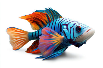 Fototapeta premium Colorful Tropical Fish with Striped Pattern and Fin Detail