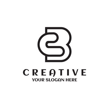 Simple letter cb logo. monogram bc vector logotype line design. capital C inside B. vector illustration