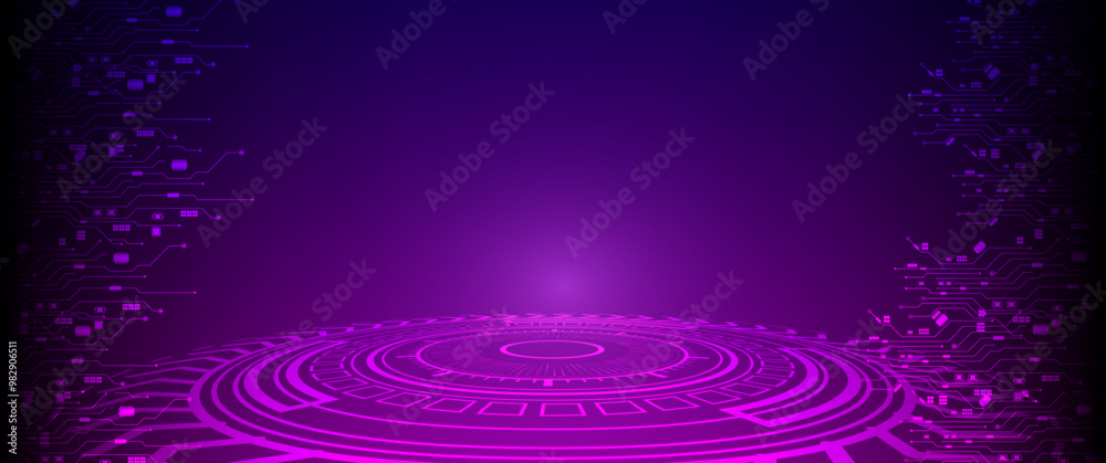 Aufkleber Technology connection digital data and big data concept. Blue Future Background. Abstract technological background with various technological elements. Structure pattern technology backdrop. Vector	
