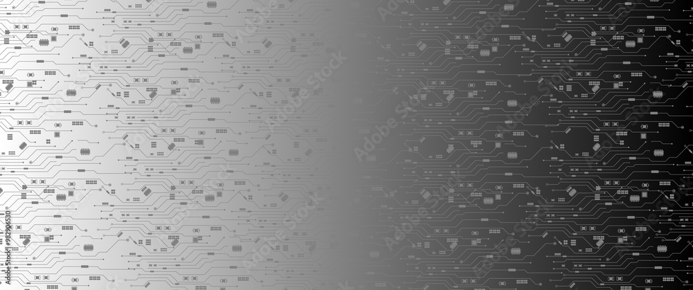 Poster abstract technology circuit board background. grey white abstract technology background. digital tec