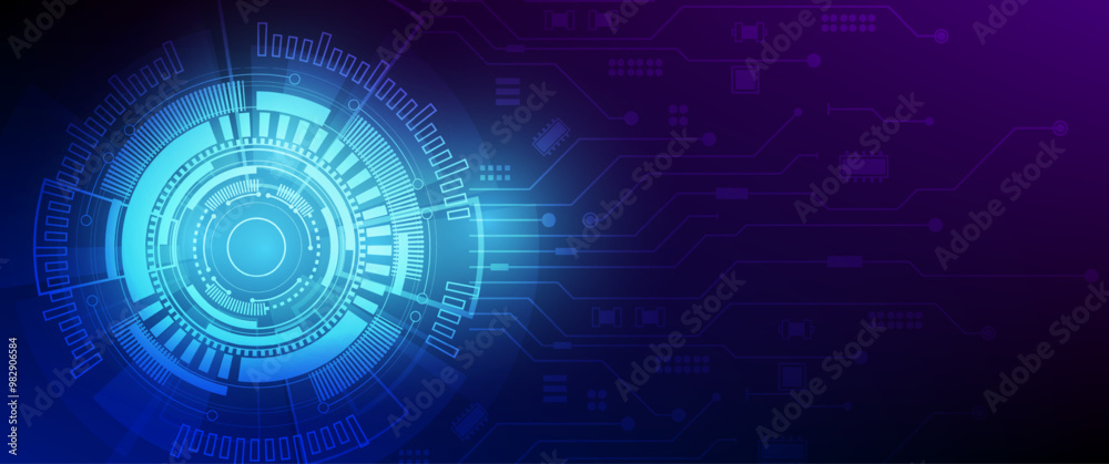 Aufkleber Technology connection digital data and big data concept. Blue Future Background. Abstract technological background with various technological elements. Structure pattern technology backdrop. Vector	