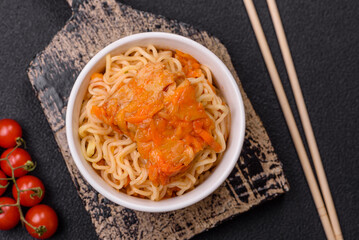 Rice noodles with fish and sauce, salt and spices