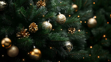 Close up of a Christmas tree with ornaments