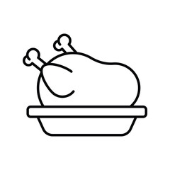 turkey line icon with white background vector stock illustration