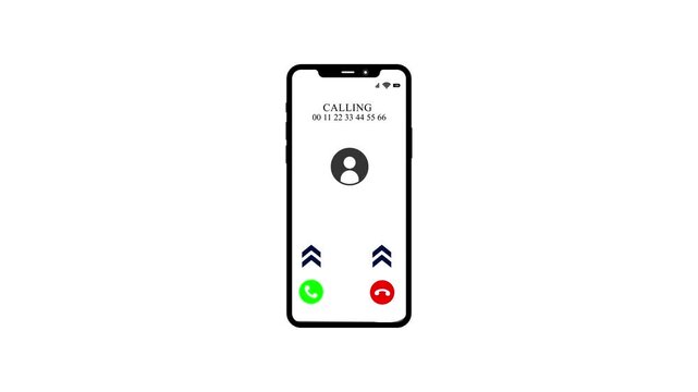 incoming call phone dial icon animation video white background 4k.