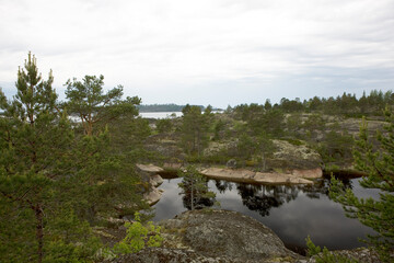 Obraz premium Russia Karelia Lake Ladoga on a sunny summer day