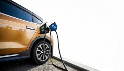electric car charging station at the gas station white backgraund