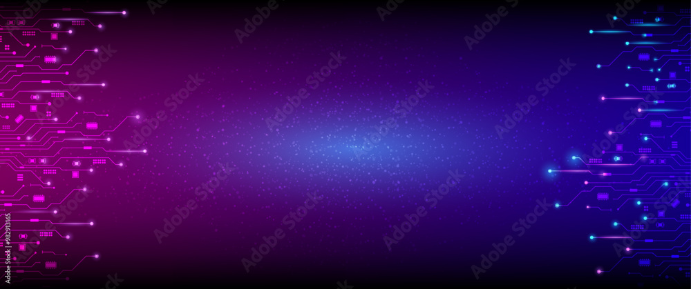 Aufkleber Technology connection digital data and big data concept. Blue Future Background. Abstract technological background with various technological elements. Structure pattern technology backdrop. Vector	
