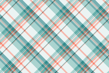 Mosaic vector check plaid, custom pattern textile tartan. Flooring background texture fabric seamless in light and cyan colors.