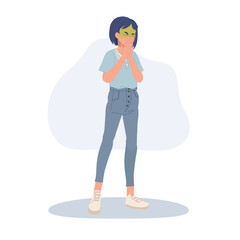 Female Health. Sick Woman Feeling Nauseous and Ready to Vomit Due to Unpleasant Odor