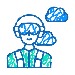 paratrooper worker doodle icon sketch vector. paratrooper worker sign. isolated symbol illustration