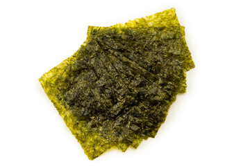 Tasty nori seaweed isolated on a white background.