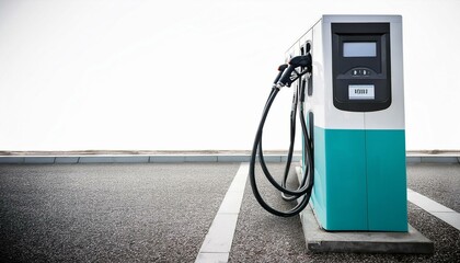 electric car charging station at the gas station white backgraund 