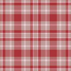 Plaid seamless pattern in red. Check fabric texture. Vector textile print.