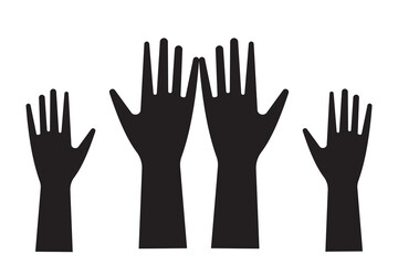 Hand vector, icon, silhouette. Set of Human open hand, palm  vector silhouette. Vector illustration.
