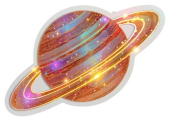PNG Glitter saturn flat sticker accessories accessory ornament.