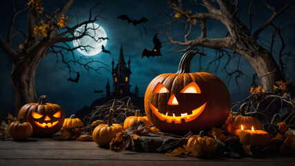 Spooky Jack Lantern with halloween decorations