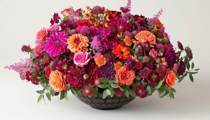 Obraz premium Colorful floral arrangement in a contemporary vase enhancing modern decor aesthetics