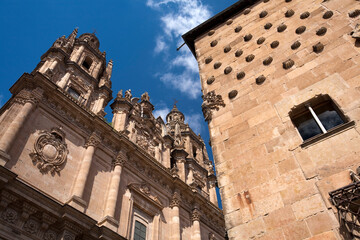 La Casa De Las Conchas and the Clerecía Church in Salamanca, Spain