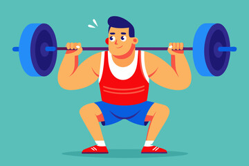 A man in the gymnasium lifting weights  VECTOR illustration 