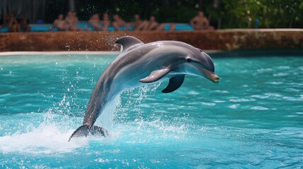 Obraz premium Swim with Dolphins. Experience the Joy of Swimming with Dolphins in the Caribbean Sea