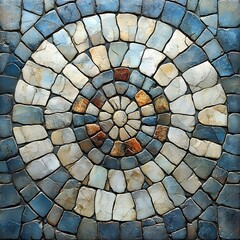 Fototapeta premium Spiraling Elegance: A Study in Stone Mosaic Artistry, The Intricate Dance of Color and Texture.