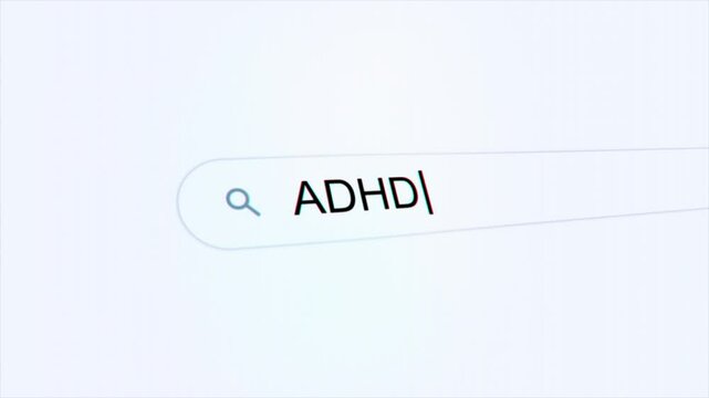 ADHD typing on internet search bar computer screen