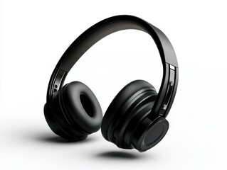 Black Wireless Headphones Isolated on White Background