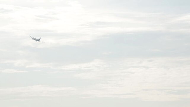 Garuda Indonesia plane flies into the sky at international Soekarno hatta airport