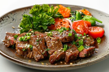 Japanese teppanyaki beef with vegetables