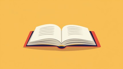 Cartoon style flat illustration of an open book representing a reading theme